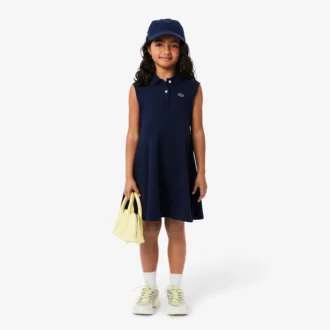 Vestido de polo sin mangas de piqué elástico para niña