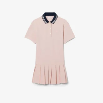 Vestido polo con falda plisada de piqué