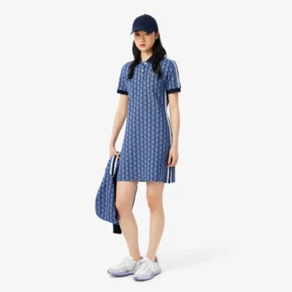 Vestido polo de corte ajustado con monograma para mujer