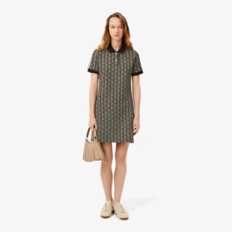 Vestido polo de corte ajustado con monograma para mujer