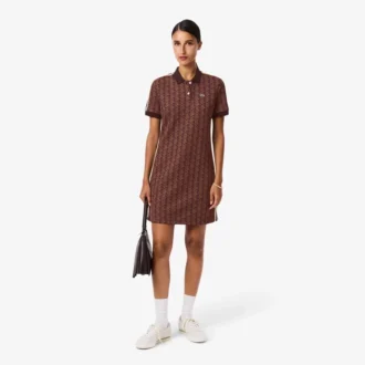 Vestido polo de corte ajustado con monograma para mujer