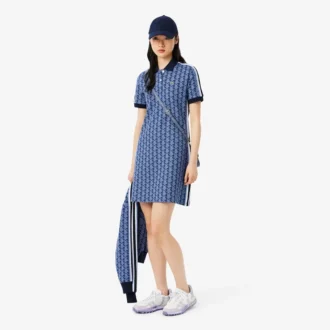 Vestido polo de corte ajustado con monograma para mujer