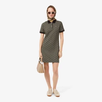 Vestido polo de corte ajustado con monograma para mujer