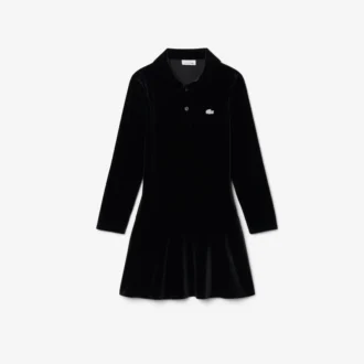 Vestido polo de terciopelo elástico brillante para niña