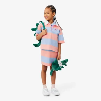 Vestido polo sin mangas a rayas de piqué petit