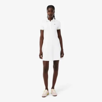 Vestido skater con cuello de polo elástico para mujer