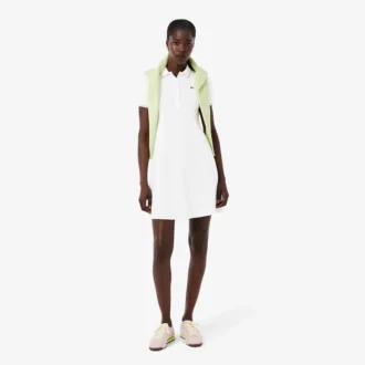 Vestido skater con cuello de polo elástico para mujer