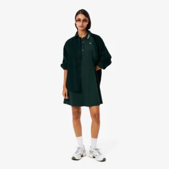 Vestido skater con cuello de polo elástico para mujer